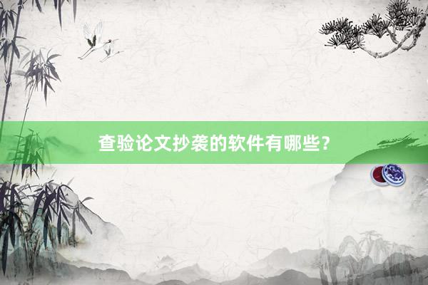 查验论文抄袭的软件有哪些？