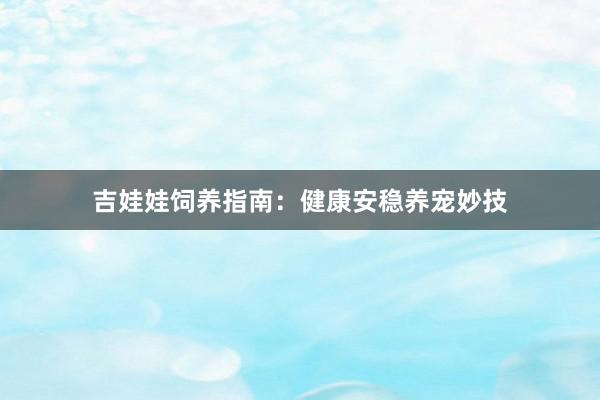 吉娃娃饲养指南：健康安稳养宠妙技